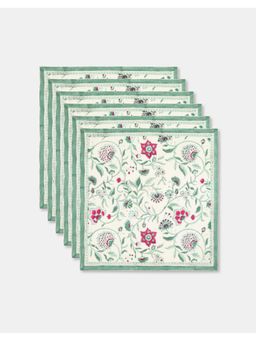 Fabindia - Cotton Gulbagh Floral Printed Napkin Set of 6
