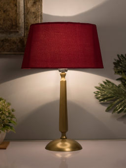 Homesake - Cubist Gold Table Lamp Red Shade