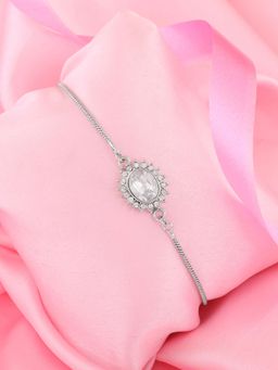 Estele - Rhodium Plated Sacred Sparkle Bracelet with Bold Austrian Crystals for Women