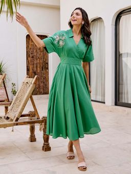 House of Fett - Greenwich Embroidered A-Line Dress