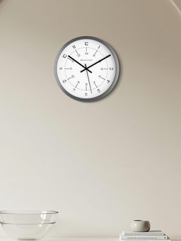 Spaces Unhooked - Dual 24-Hour Minimalist Silent Sweep Noiseless Wall Clock Silver