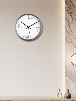 Spaces Unhooked - Whimsical "-Ish" Script Dial Silent Sweep Noiseless Wall Clock Silver