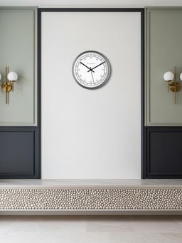 Spaces Unhooked - Dual Ring Word & Minute Dial Silent Sweep Noiseless Wall Clock Silver