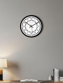 Spaces Unhooked - Arc Stripe Monochrome Silent Sweep Premium Noiseless Designer Wall Clock Black