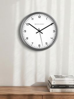 Spaces Unhooked - Minimalist Dot Minute Track Silent Sweep Noiseless Wall Clock Silver