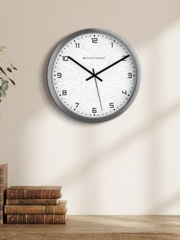 Spaces Unhooked - Chevron Weave Textured Dial Silent Sweep Noiseless Wall Clock Silver