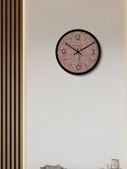 Spaces Unhooked - Speckled Stone Texture Earthy Silent Sweep Noiseless Wall Clock Black