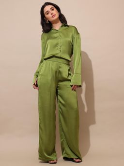 PURVAJA - Women Olive Solid Co-ordSet