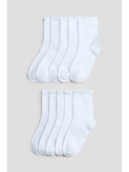 H&M - Girls White 10-Pack Socks