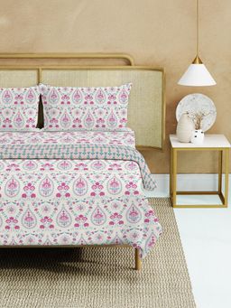 Urban Space - Double Bed Dohar, Bedsheet & 2 Pillow Covers, Persian Pink (Queen)