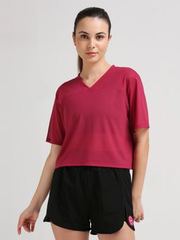 BODD ACTIVE - Viva Magenta Boxy Mesh Tee