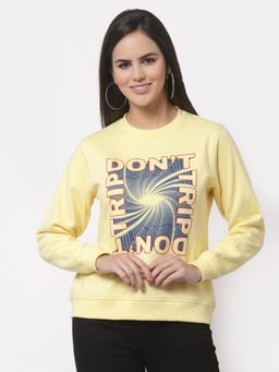 Club York - Women Yellow Printed Sweatshirt