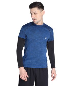 CHKOKKO - Royal Blue Men Round Neck Full Sleeves Gym Sports T-shirt