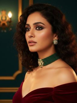 Accessher - Women Green Brass Jewellery Set