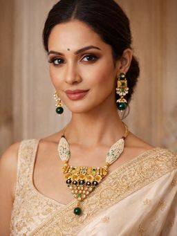 Accessher - Women Gold Brass Jewellery Set