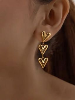 RACHIVA - 18K Gold Plated Triple Heart Earrings for Women