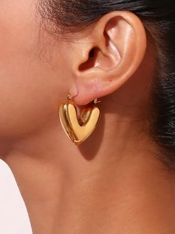 RACHIVA - 18K Gold Plated Puffy Heart Earrings for Women