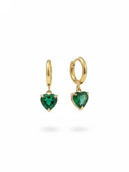 RACHIVA - 18K Gold Plated Green Heart Earrings for Women