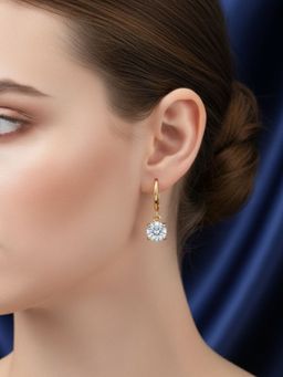 RACHIVA - 18K Gold Plated Round Zircon Earrings Women
