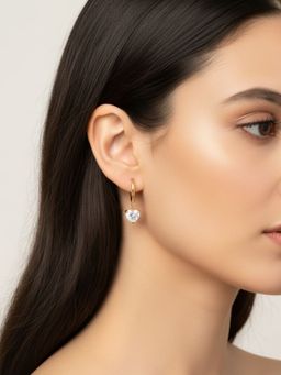RACHIVA - 18K Gold Plated Heart Zircon Earrings for Women