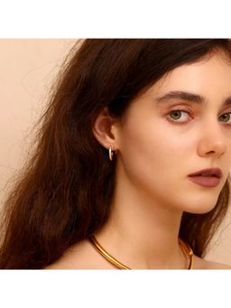 RACHIVA - 18K Gold Plated Zircon Curved Earrings Women