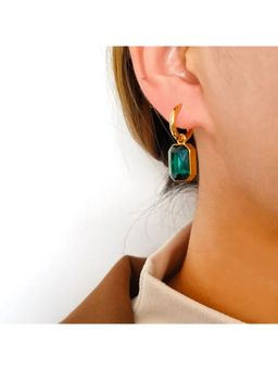 RACHIVA - 18K Gold Plated Emerald Zircon Earrings
