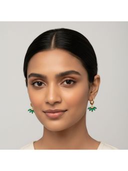 RACHIVA - 18K Gold Plated Emerald Fan Earrings Women