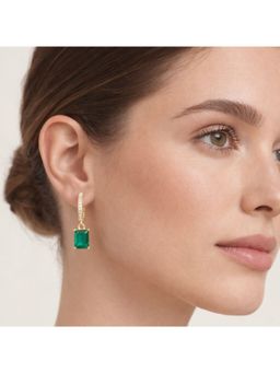 RACHIVA - 18K Gold Plated Emerald Earrings Women