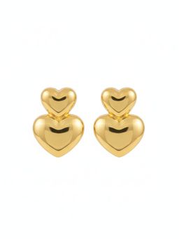 RACHIVA - 18K Gold Plated Double Heart Earrings Women