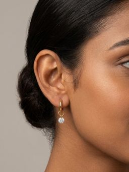 RACHIVA - 18K Gold Plated Round Cz Solitaire Charm Earrings