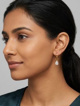 RACHIVA - 18K Gold Plated Pear Cz Solitaire Charm Earrings