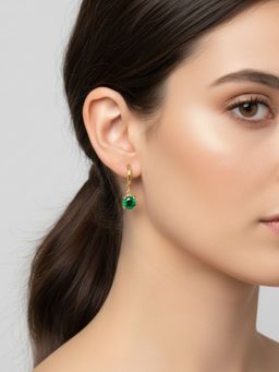 RACHIVA - 18K Gold Plated Emerald Earrings Women