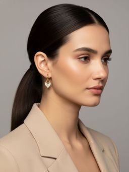 RACHIVA - 18K Gold Plated Pave Heart Zircon Huggies Earrings