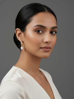 RACHIVA - 18K Gold Plated Round Zircon Huggies Earrings