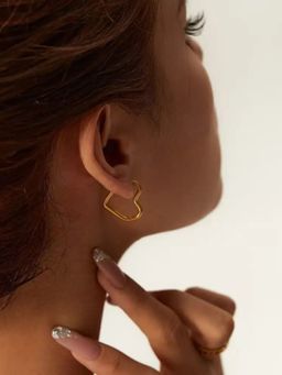 RACHIVA - 18K Gold Plated Abstract Heart Earrings Women