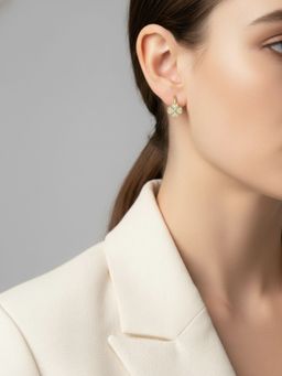 RACHIVA - 18K Gold Plated Clover Crystal Earrings Women
