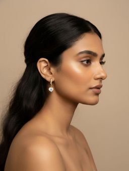 RACHIVA - 18K Gold Plated Heart Cut CZ Earrings Women