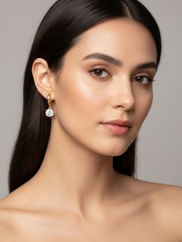 RACHIVA - 18K Gold Plated Round Solitaire Earrings Women