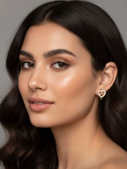 RACHIVA - 18K Gold Plated Heart Outline CZ Earrings Women