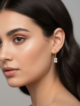 RACHIVA - 18K Gold Plated Emerald Cut Earrings Women