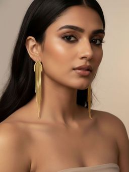 RACHIVA - 18K Gold Plated V Tassel Chain Earrings for Women
