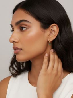 RACHIVA - 18K Gold Plated Green Zircon Earrings Women