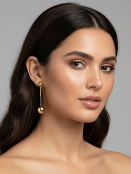RACHIVA - 18K Gold Plated Long Ball Earrings Women