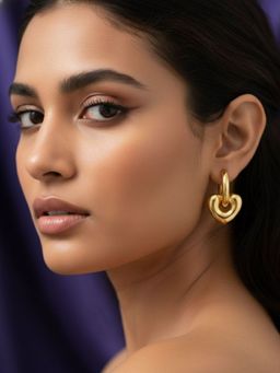 RACHIVA - 18K Gold Plated Puffy Heart Earrings Women