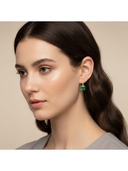 RACHIVA - 18K Gold Plated Green Zircon Hook Earrings