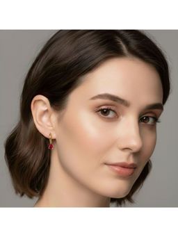 RACHIVA - 18K Gold Plated Ruby Red Zircon Pear Earrings
