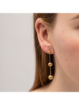 RACHIVA - 18K Gold Plated Triple Ball Chain Earrings