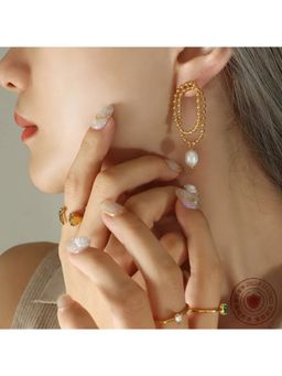 RACHIVA - 18K Gold Plated Beaded Pearl Earrings Women