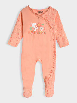 Mi Arcus - Peach Cotton Peanuts Snoopy Printed Sleepsuit for Kids