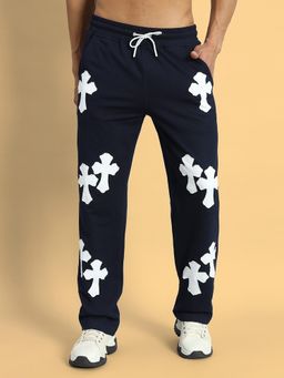 WEARDUDS - Navy Blue Signum Relaxed Printed Track Pant